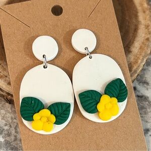 Yellow Tropical Flower Drop Earrings